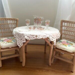 Original American Girl Doll Samantha Table, Chairs & Glassware